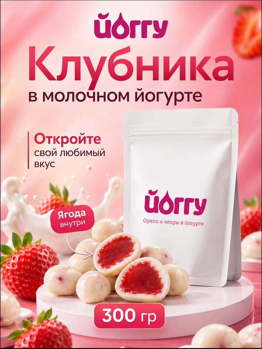 Клубника в белом шоколаде вяленая 300 гр