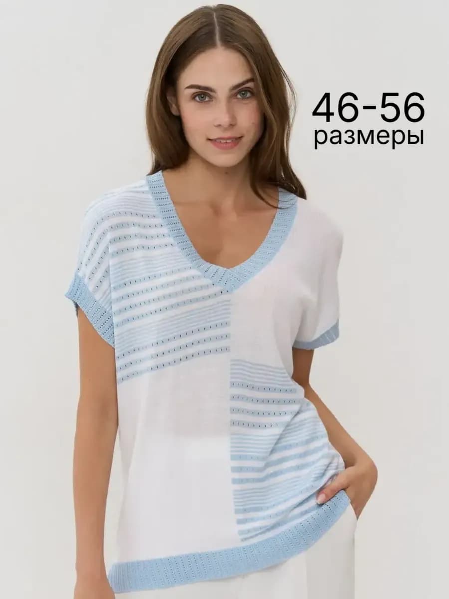 Пуловер вязаный трикотажный в офис