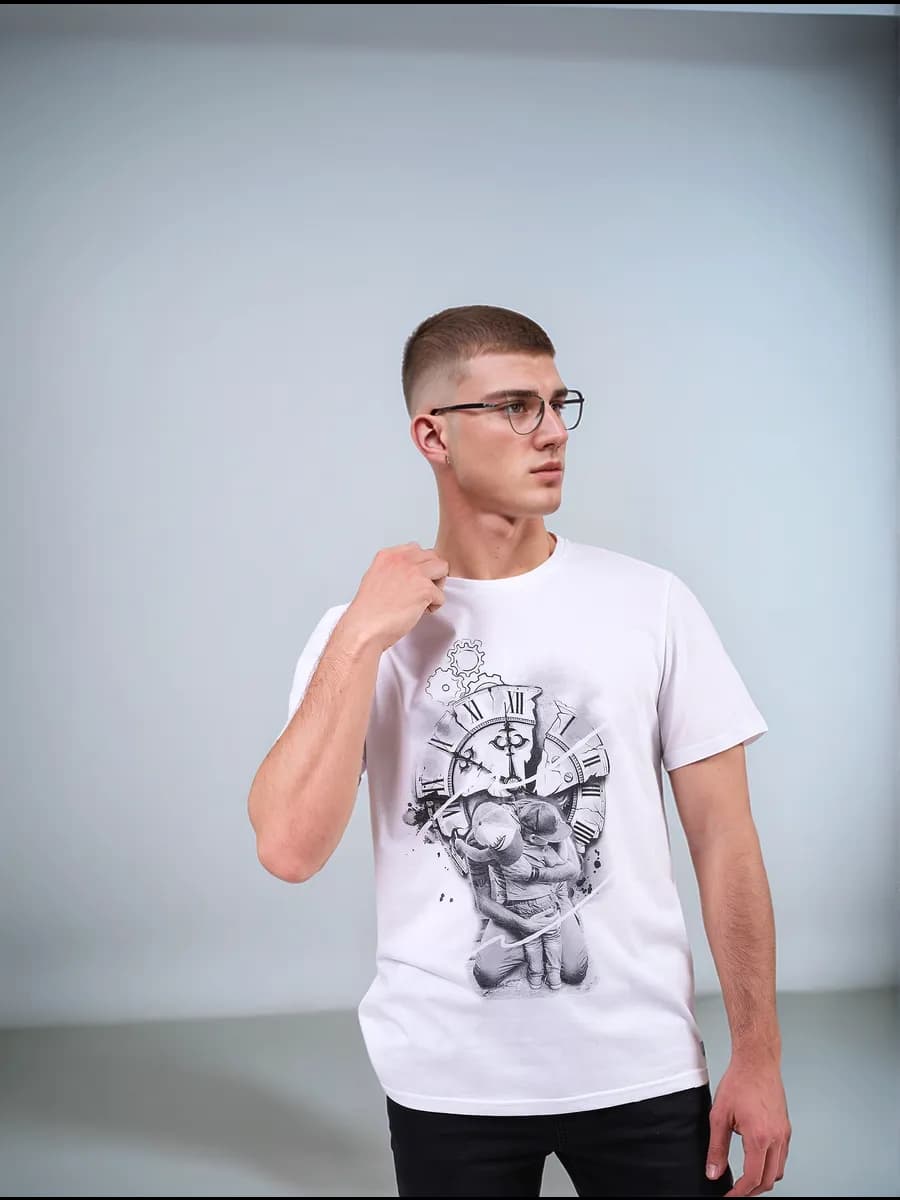 Футболка белая с рисунком хлопок