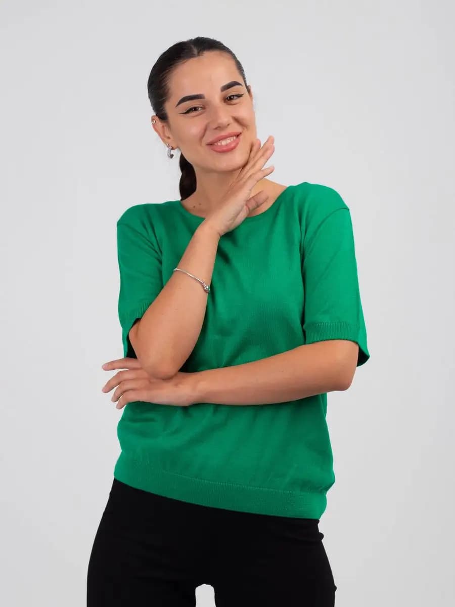 Джемпер футболка вязаная с коротким рукавом