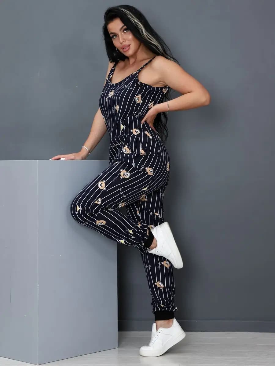 "Комбинезон женский" + домашний хлопок нарядный с принтом