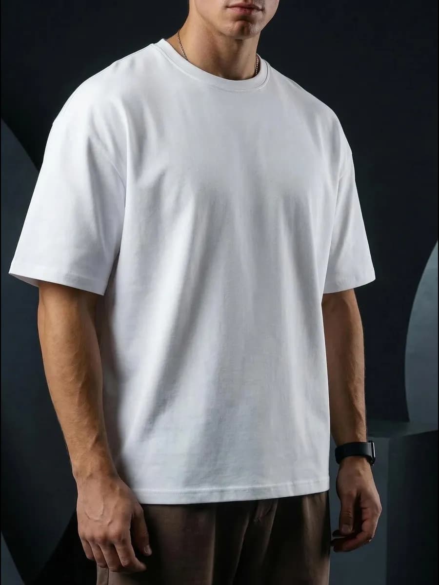 Футболка широкая оверсайз белая плотная хлопок с лайкрой