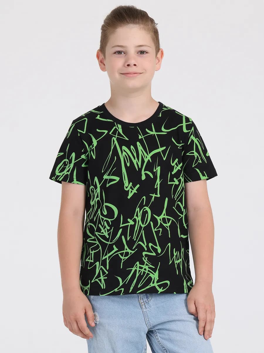Футболка для подростка черная хлопок 100%