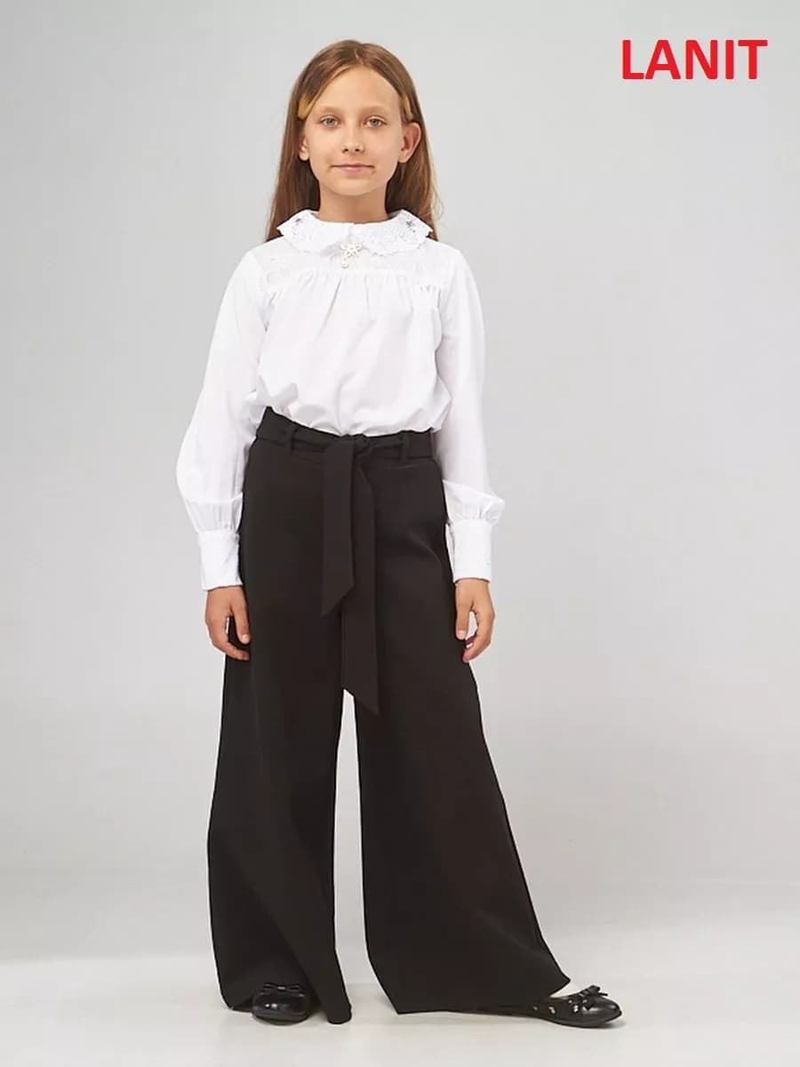 Брюки трикотажные школьные палаццо для девочек
