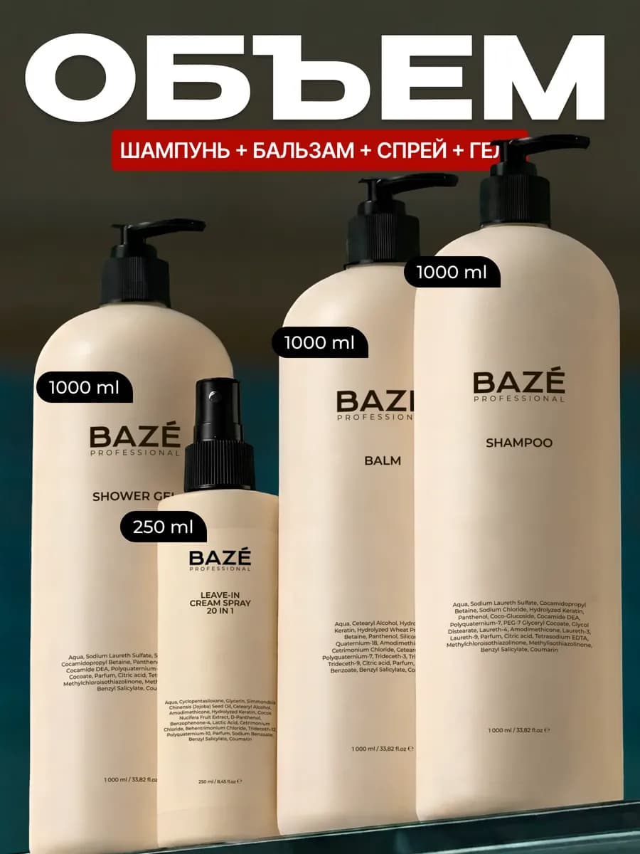 Шампунь для волос женский, бальзам, спрей и гель для душа