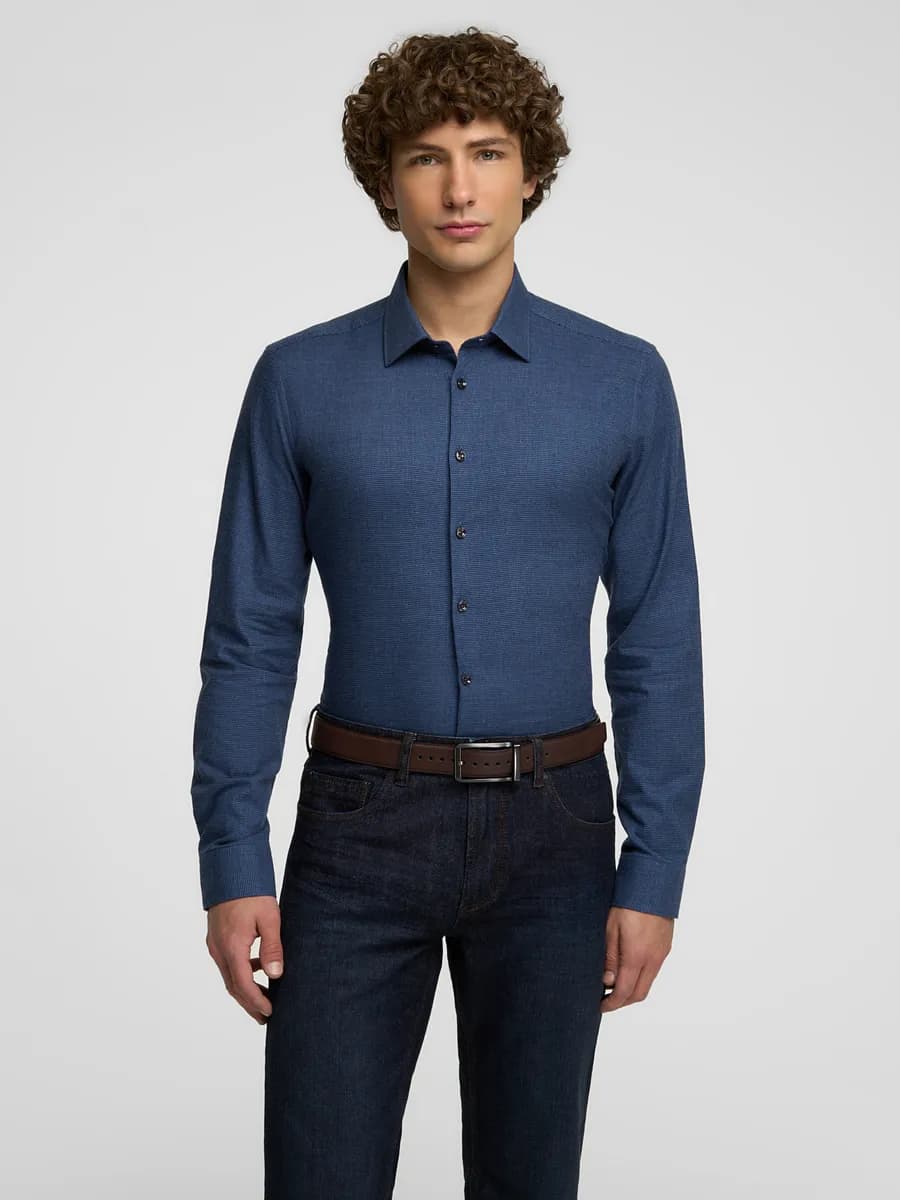 Рубашка с длинным рукавом приталенная