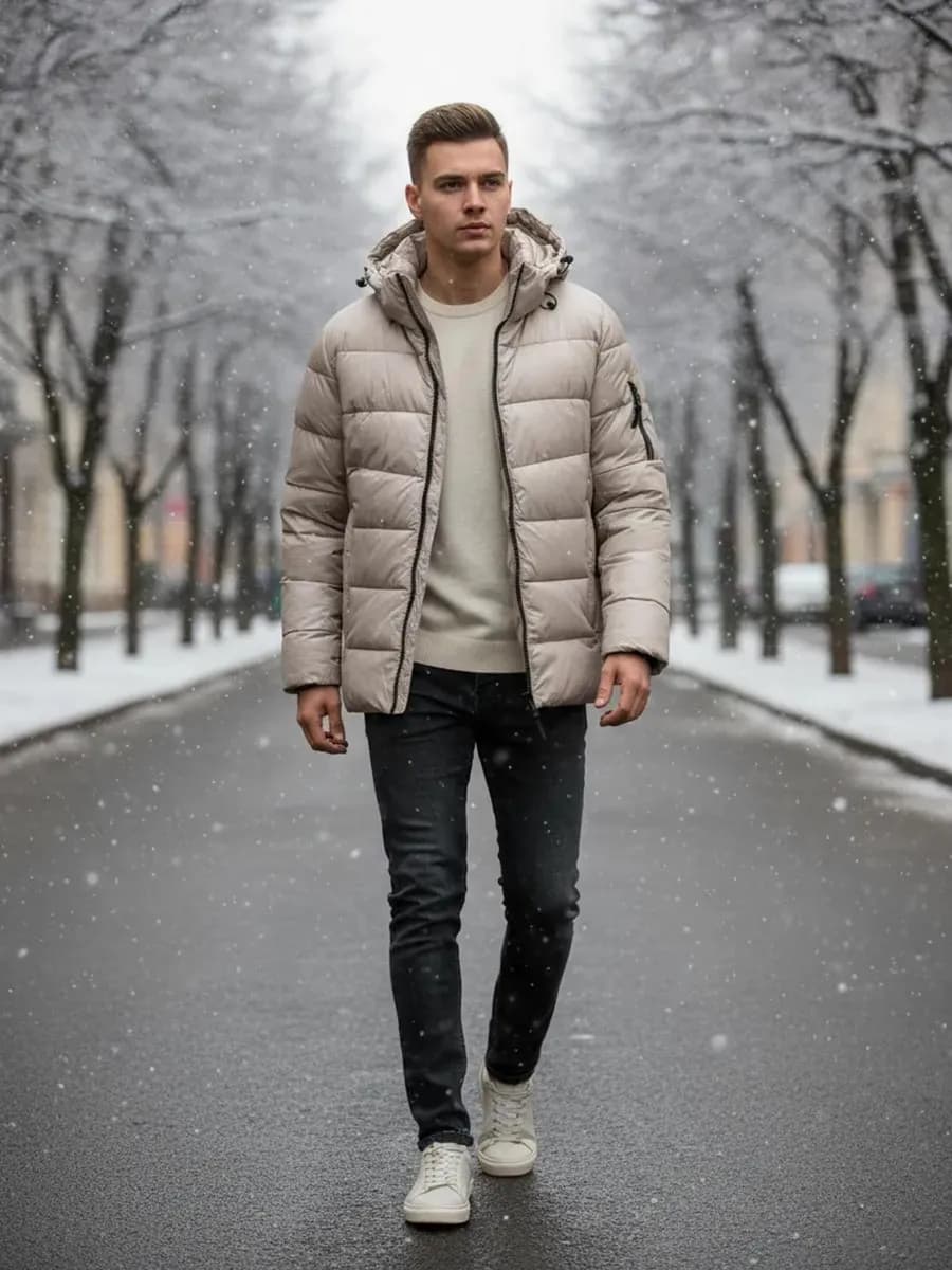 Куртка зимняя короткая с капюшоном пуховик