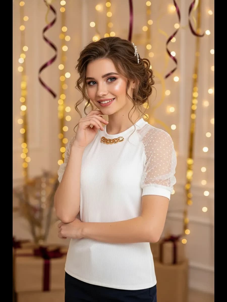 Блузка школьная для девочки нарядная праздничная