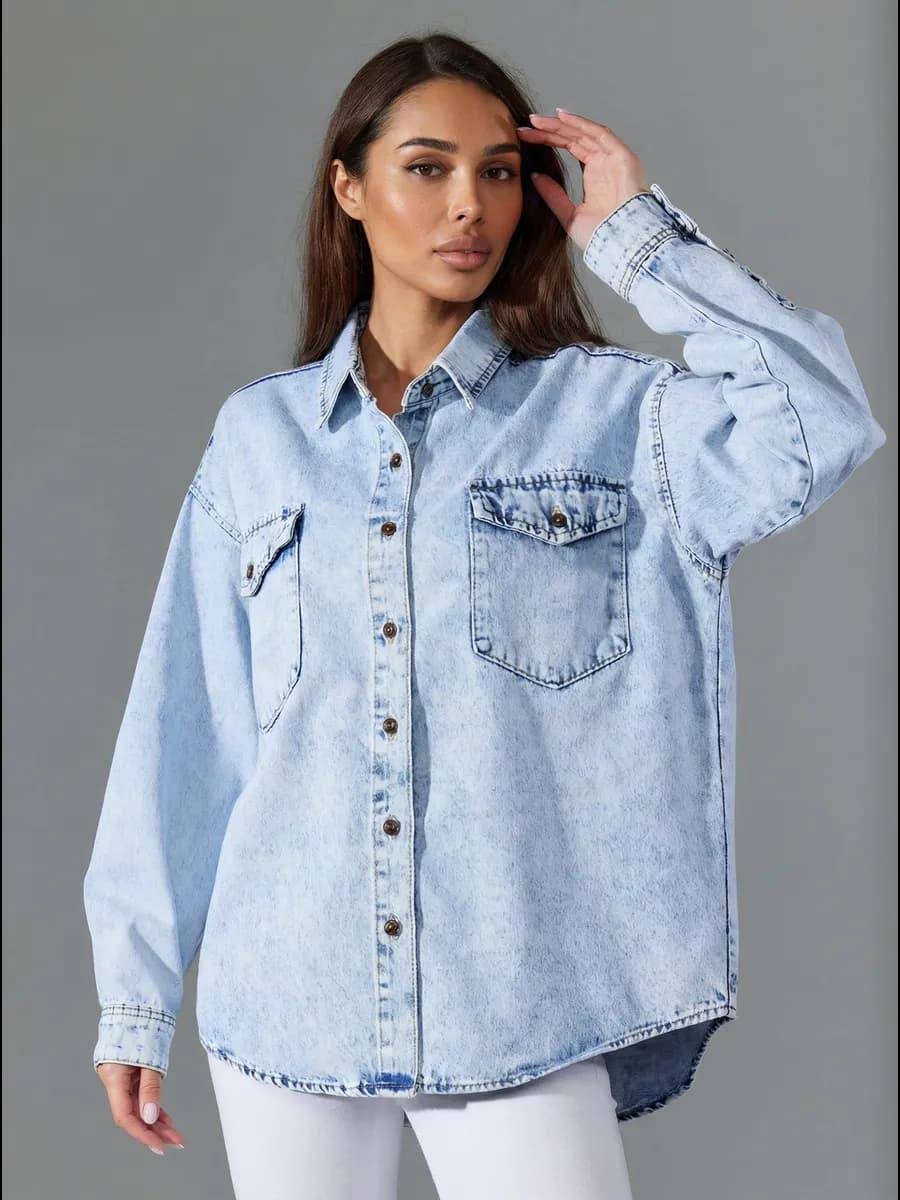 Рубашка джинсовая оверсайз большие размеры