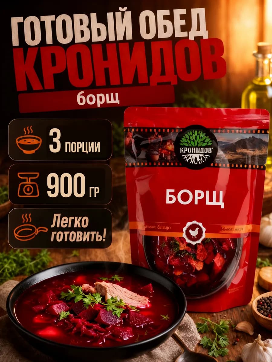 Борщ с говядиной набор готовых супов на обед