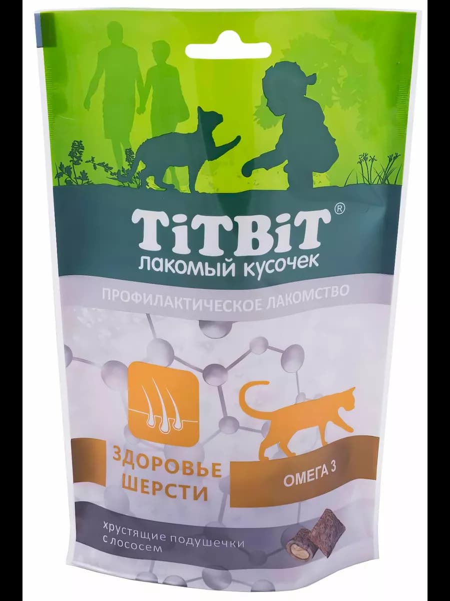 Лакомство Лакомый кусочек для кошек, хрустящие подушечки