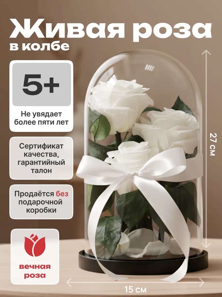 Вечная живая роза в колбе подарок женщине