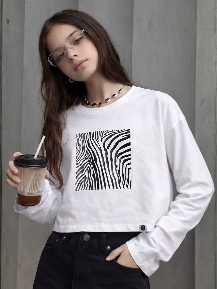 Лонгслив детский с принтом в школу - фото 1