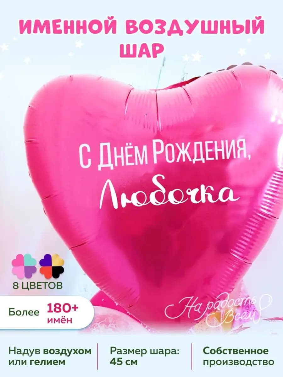 Воздушный шарик именной Любочка Любовь Люба