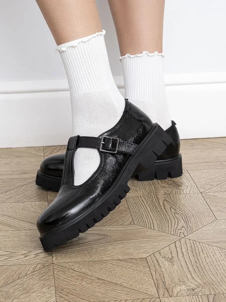 Лоферы с застежкой кожаные - фото 1