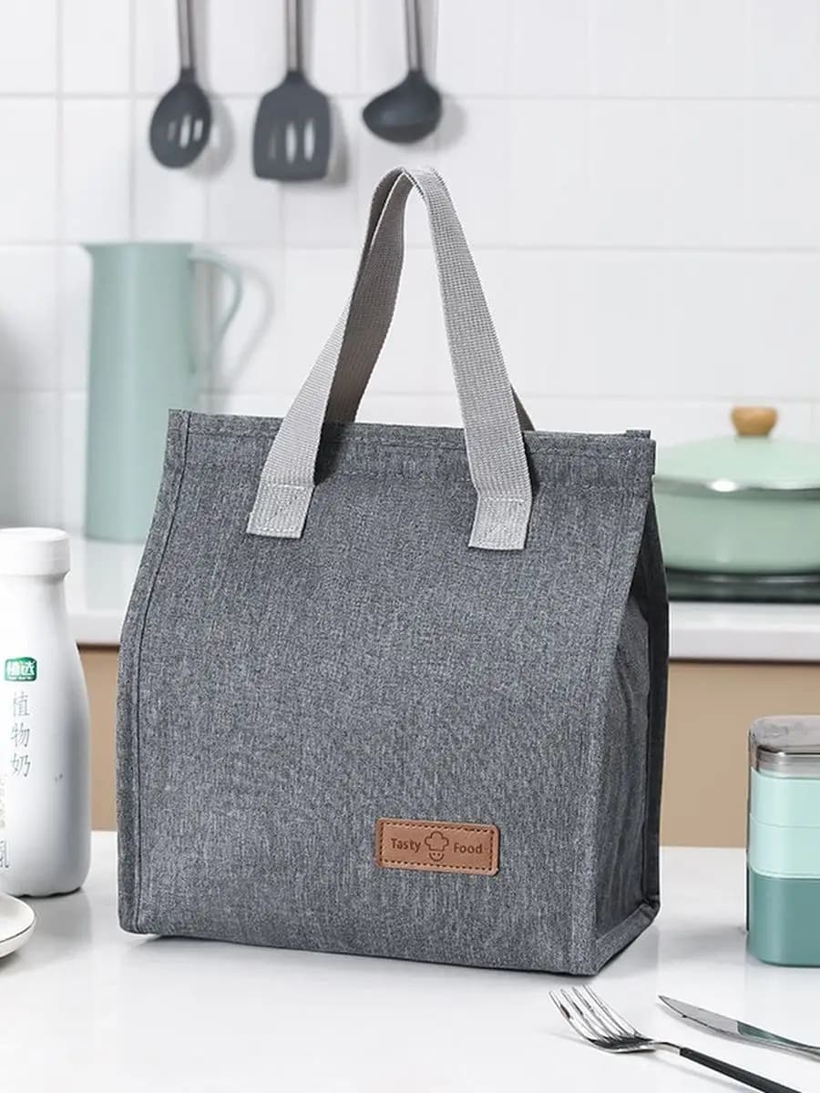 Термосумка для ланча и обеда на липучке, серая