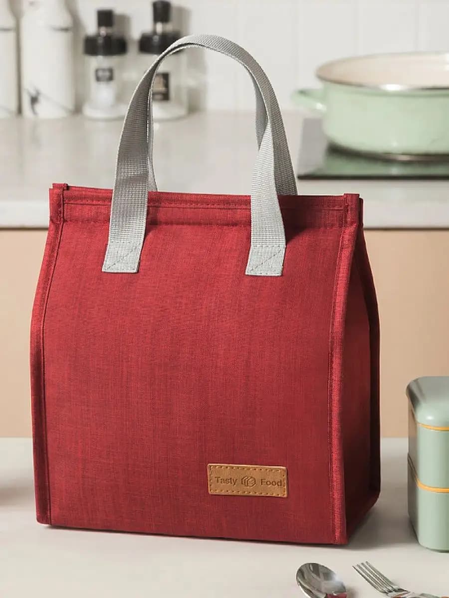 Термосумка для ланча и обеда на липучке, красная