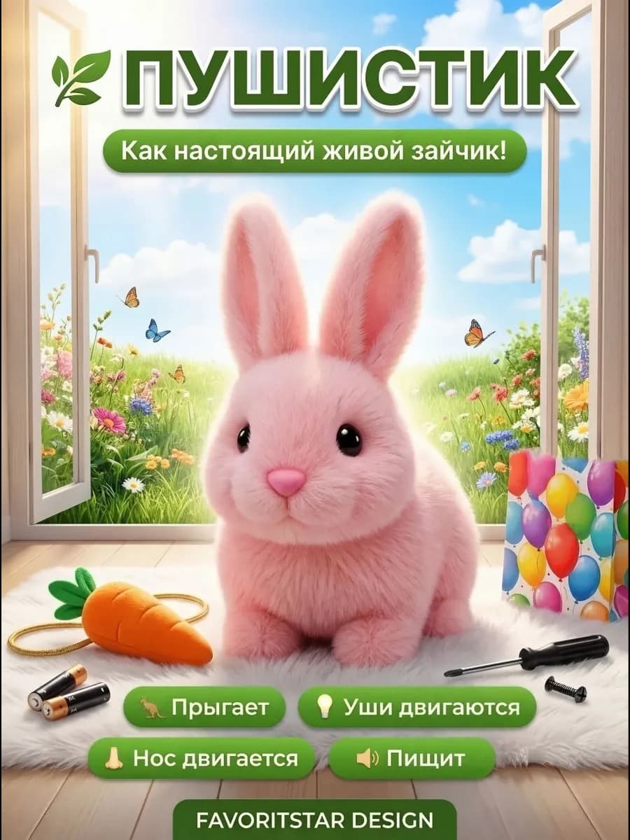 Интерактивная игрушка заяц на батарейках