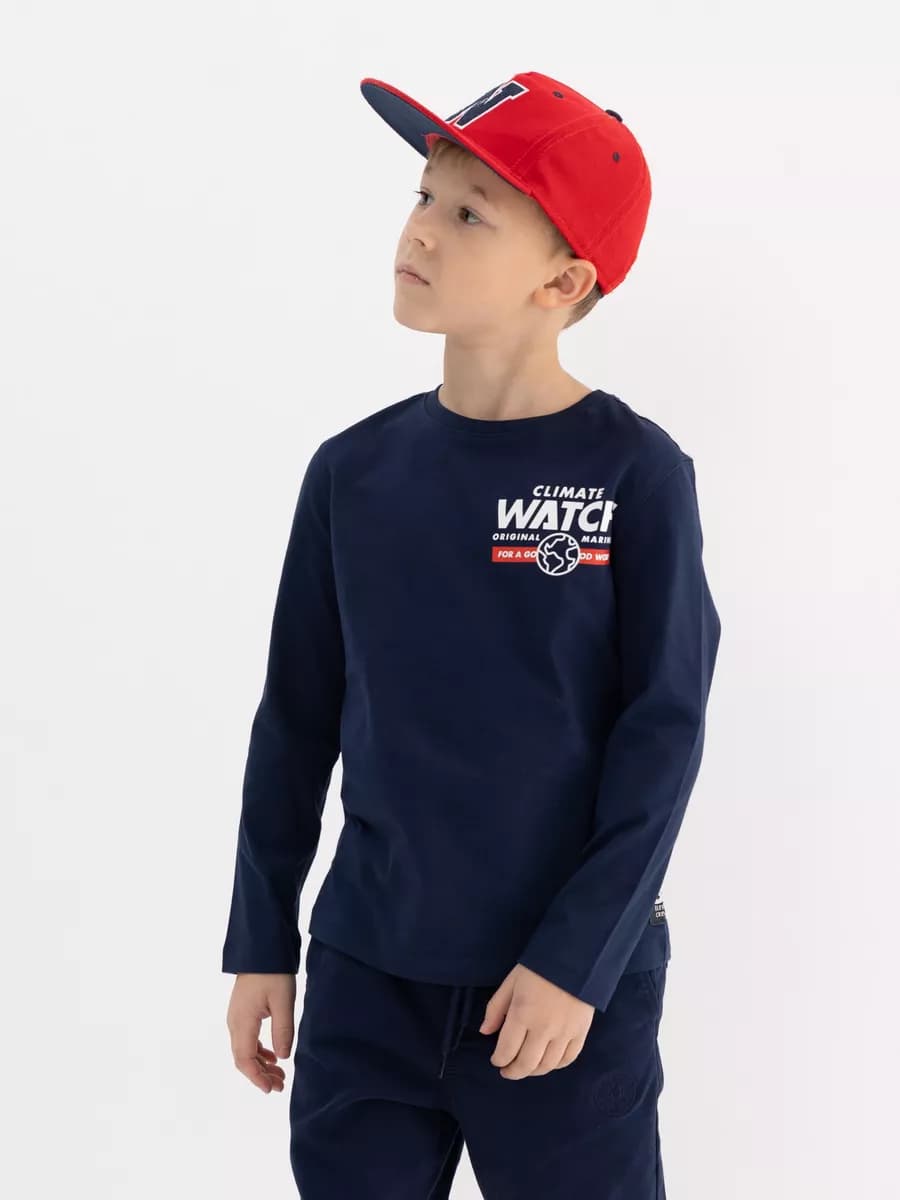 Лонгслив базовый с принтом из хлопка в школу