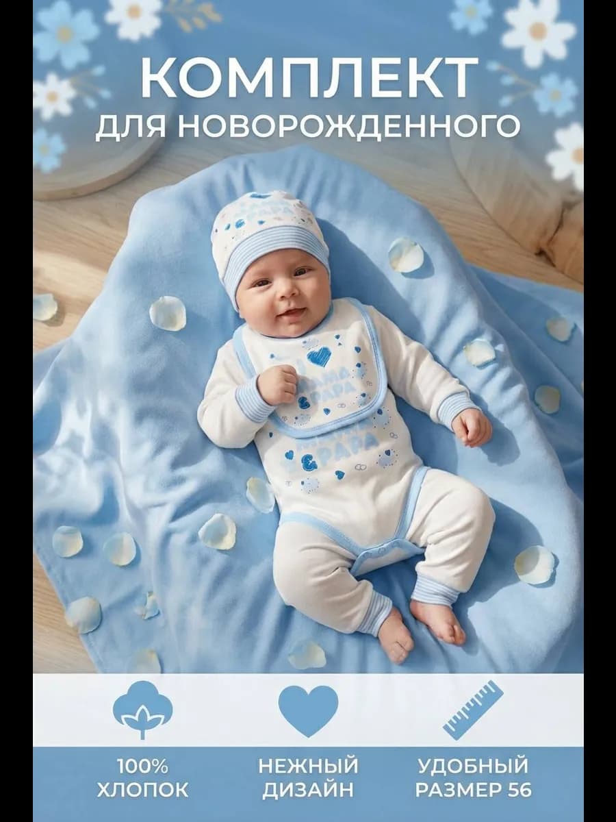 Комплект для новорожденного костюм нательный на выписку 5в1