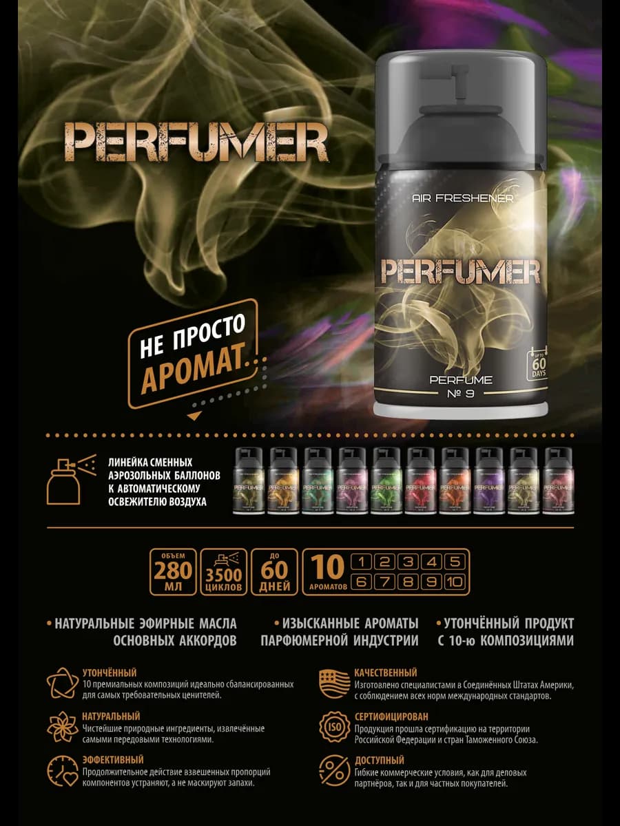 Освежитель воздуха сменный баллон Perfume №9 антитабак