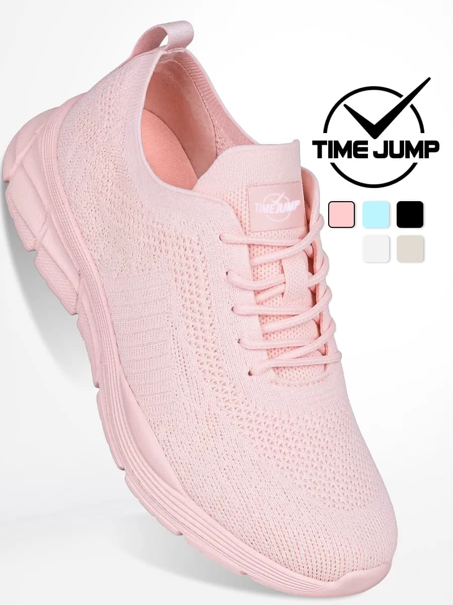 Кроссовки женские персиковые текстильные для фитнеса