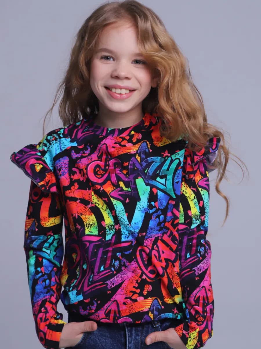 Лонгслив нарядный с рюшами