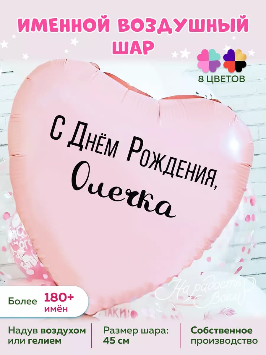 Воздушный шарик именной Олечка Ольга Оля Оленька