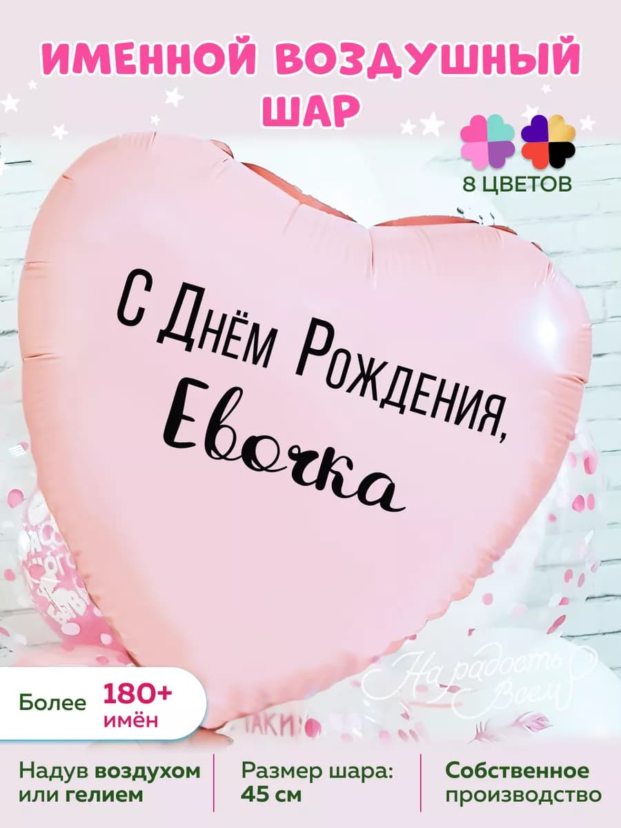 Воздушный шарик именной Евочка Ева