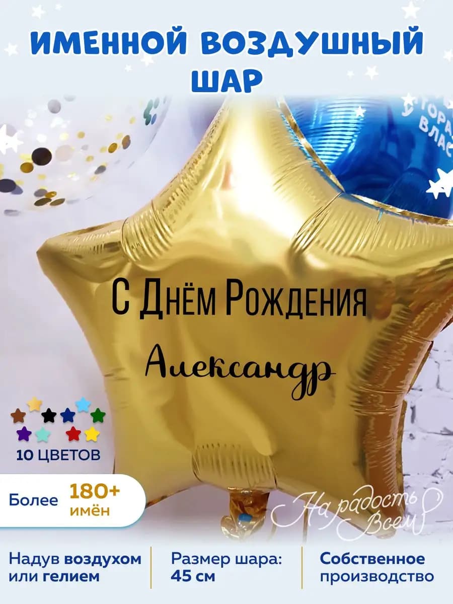 Воздушный шар именной Александр Саша Сашуля Сашенька
