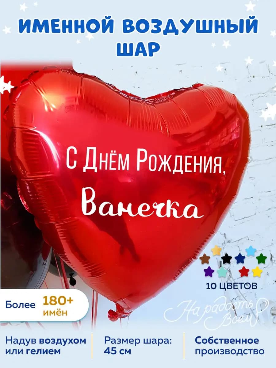 Воздушный шар именной Ванечка Иван Ваня