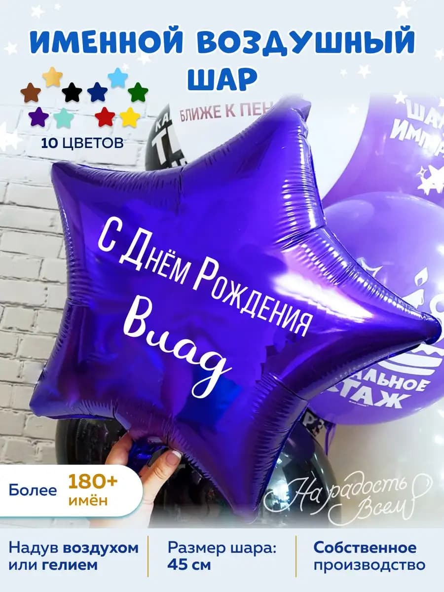 Воздушный шар именной Влад Владик Владислав
