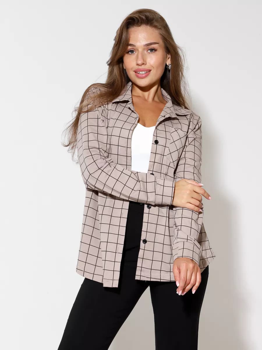 Рубашка классическая в клетку для офиса летняя