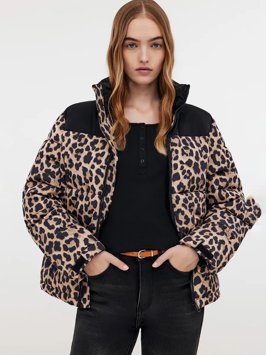 Леопардовая куртка с экопухом