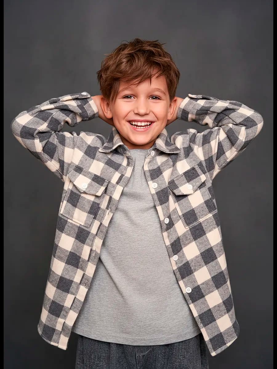 Рубашка в клетку хлопок оверсайз школьная