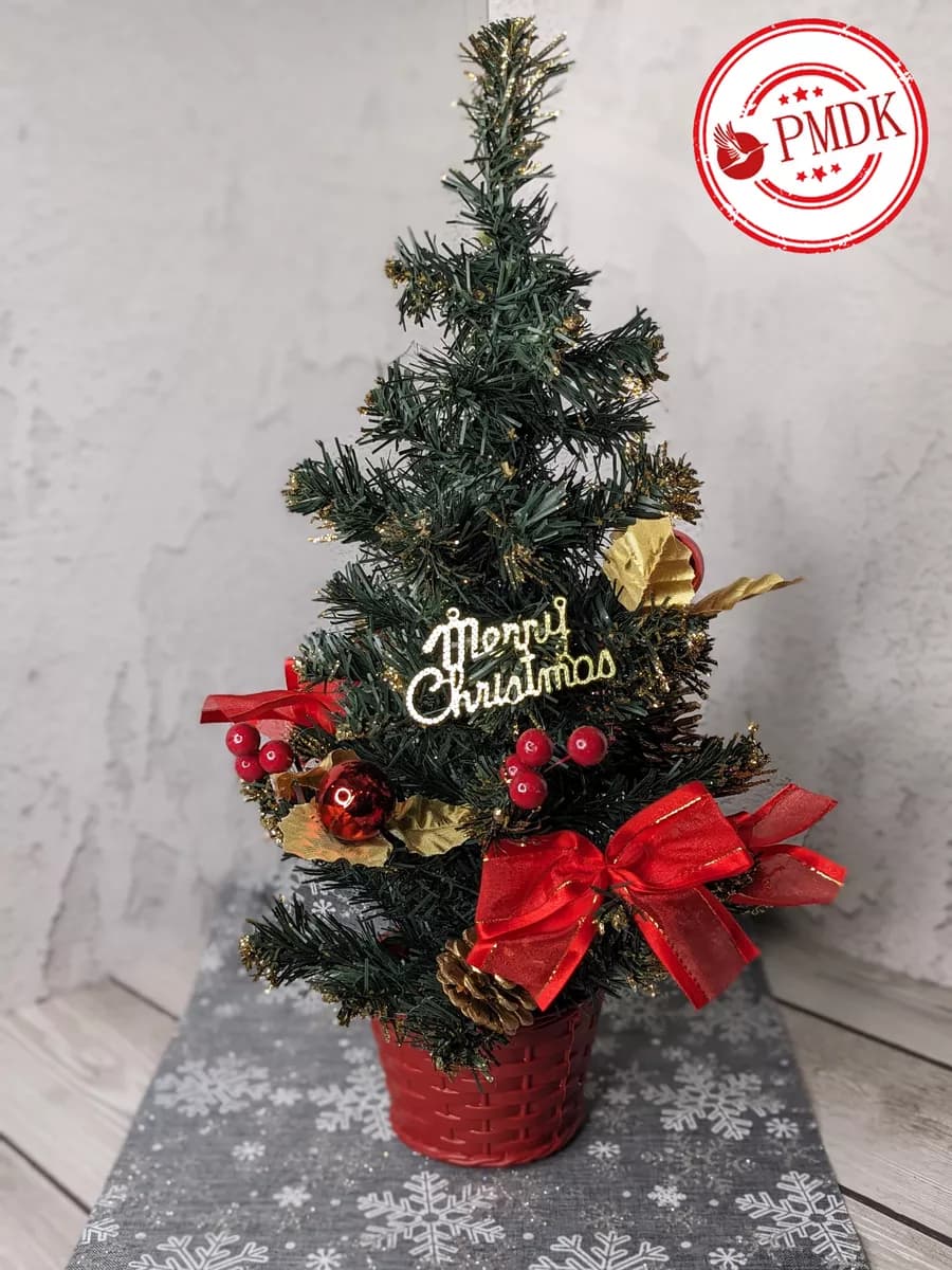 Новогодняя елка с декором 39см - фото 1