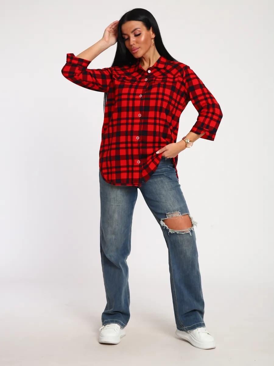 Яркая рубашка больших размеров - фото 1