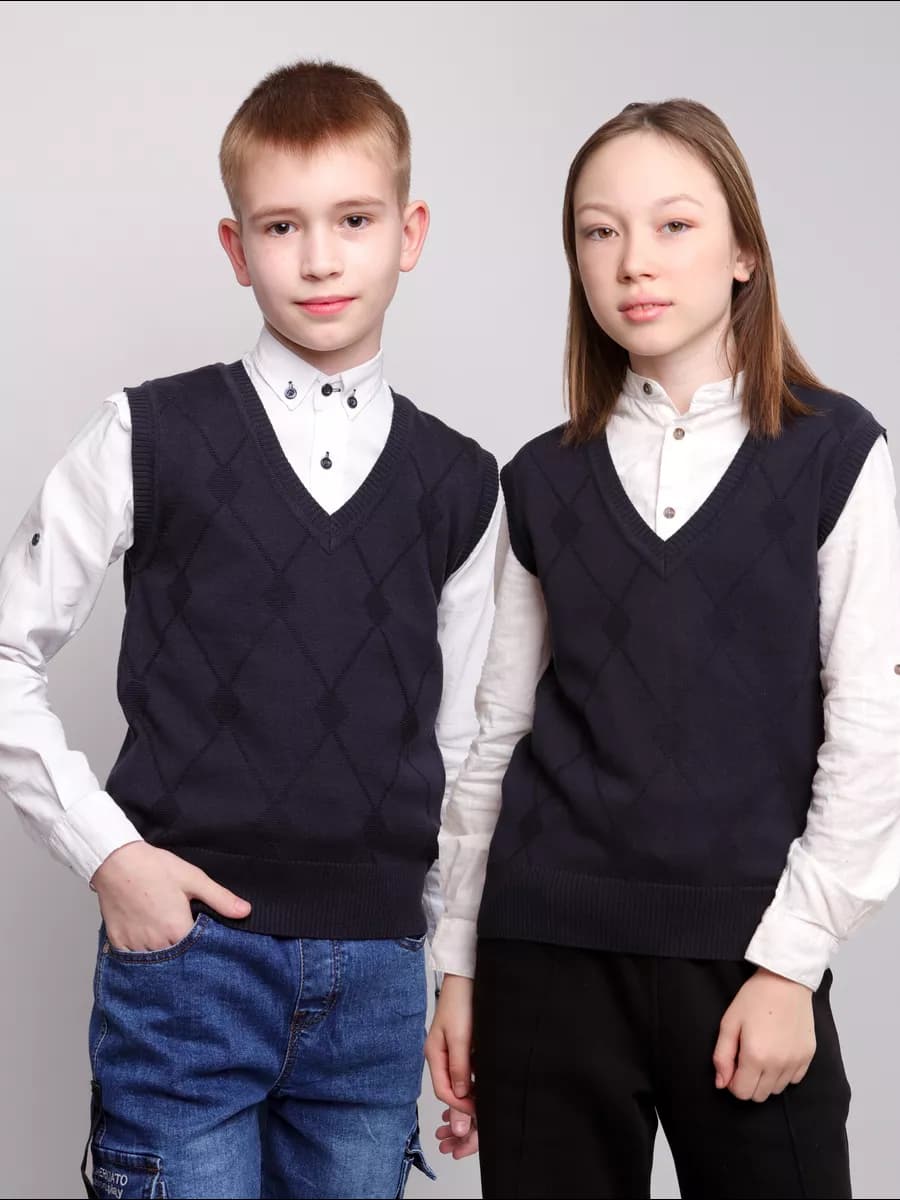 Жилет для девочки мальчика школьная синий жилетка школьный