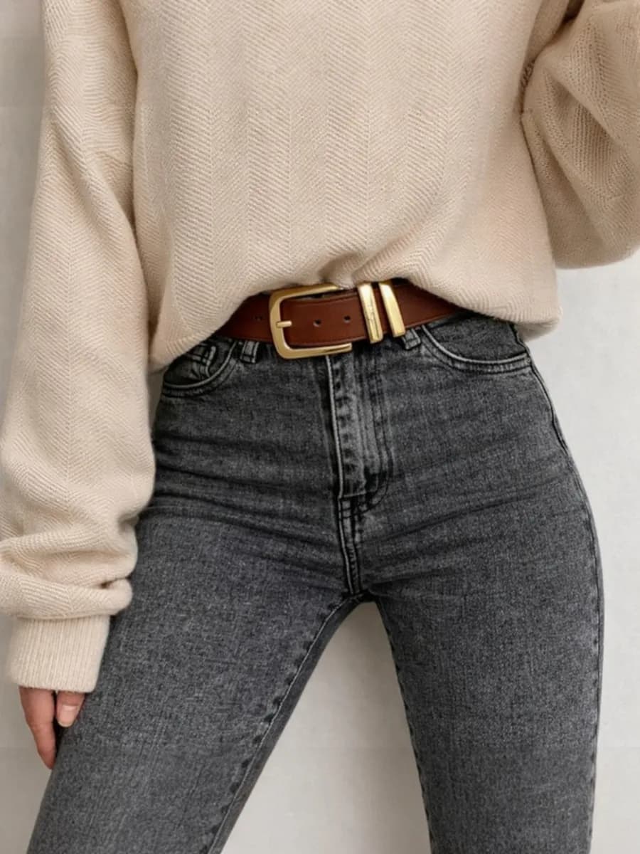 Джинсы зауженные скинни с высокой посадкой - фото 1