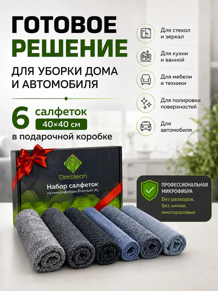 Подарочный набор салфеток для уборки,тряпки для кухни и дома