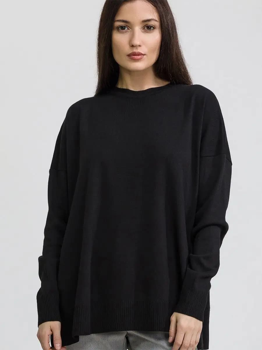 Свитер оверсайз вязаный теплый с разрезами