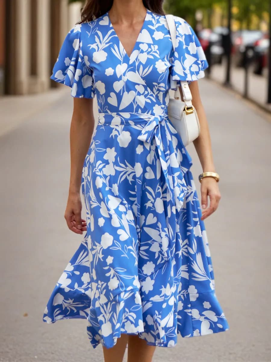 Платье летнее на запах повседневное длинное легкое