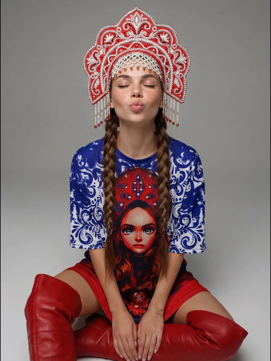 Футболка Россия оверсайз удлиненная туника домашняя для сна