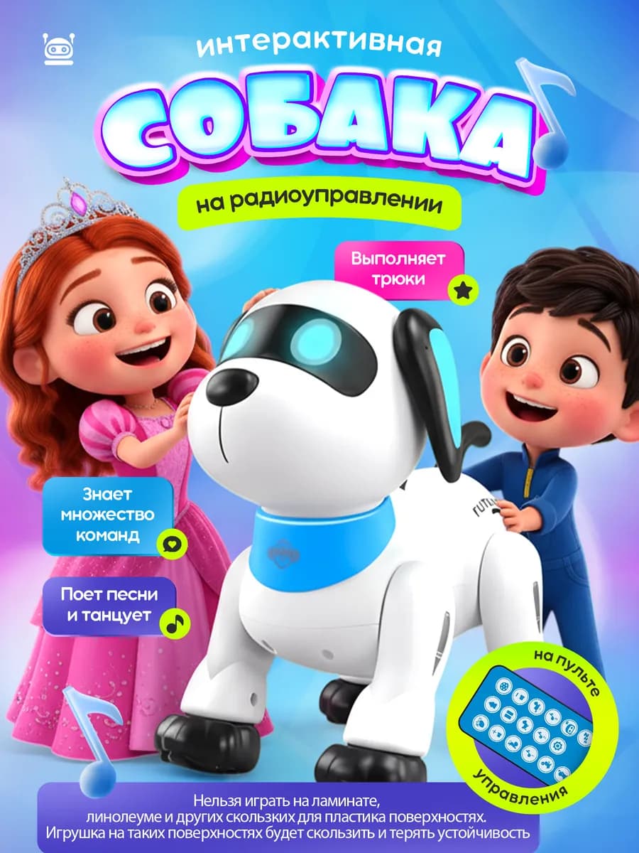 Радиоуправляемый умный робот собака для детей
