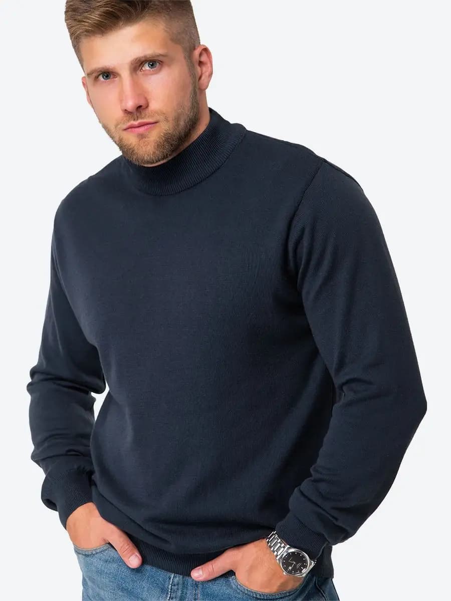 Джемпер вязаный с воротом-стойкой хлопок