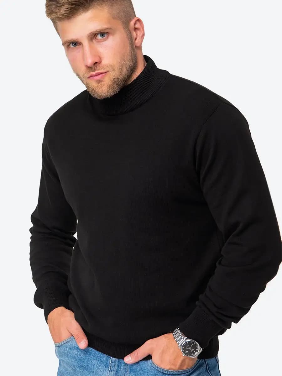 Джемпер вязаный с воротом-стойкой хлопок