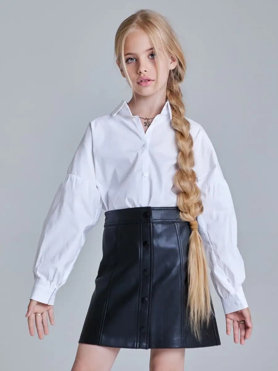 Рубашка для девочки школьная белая - фото 1