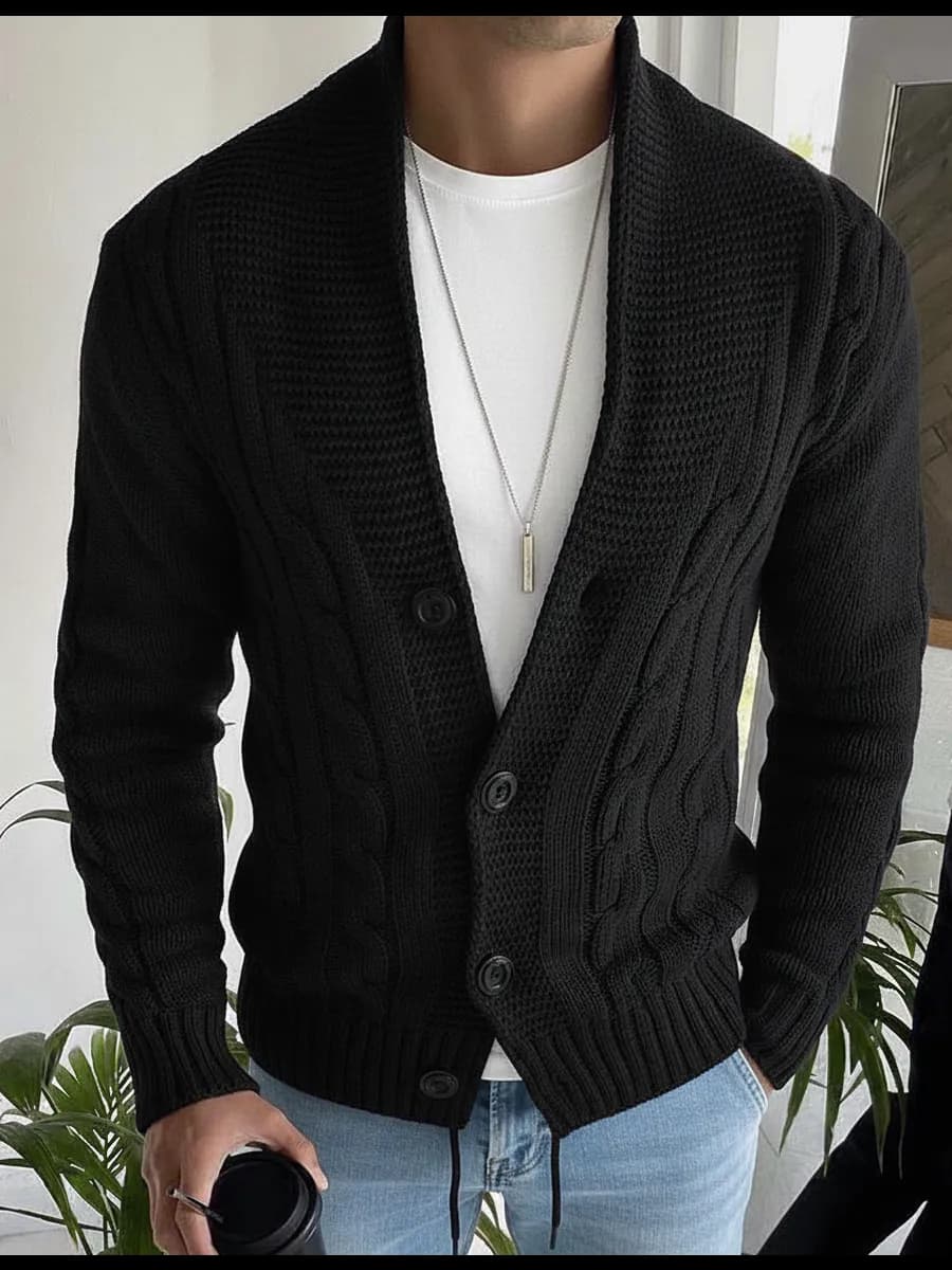 Кардиган на пуговицах вязаный шерстяной