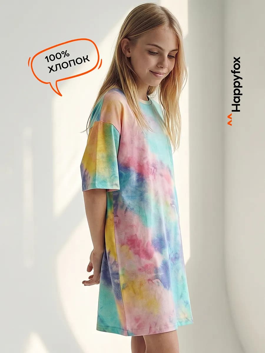 Туника детская оверсайз хлопковая для подростков