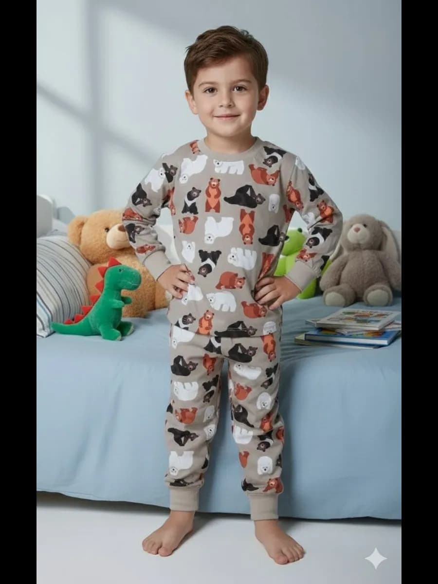Пижама детская для мальчика с брюками и кофтой - фото 1